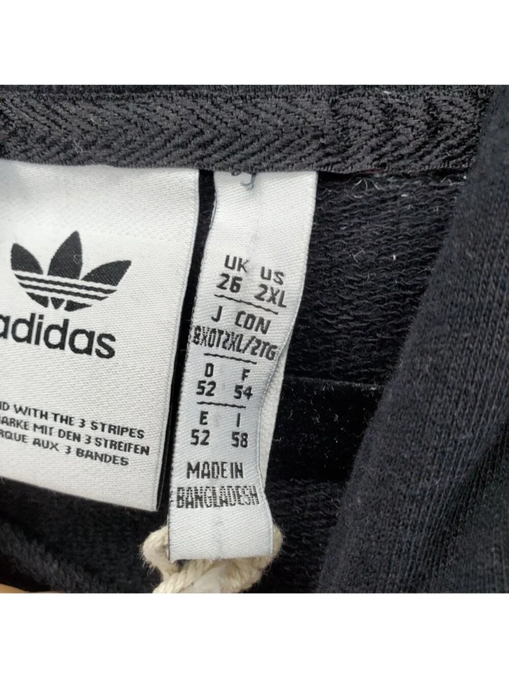 Adidas Hoodie Mens 2XL Black Trefoil Logo Cotton Blend Kangaroo Pocket Drawstrin